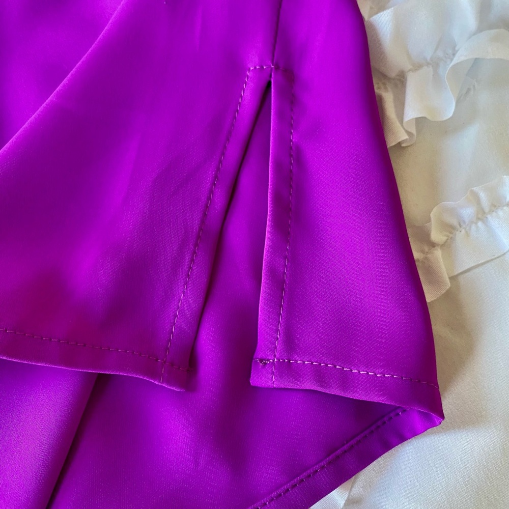 Spell By Access Fashion Purple Blouse with peek-a-boo Sleeves, Silver Trim Sz L - Picture 12 of 14